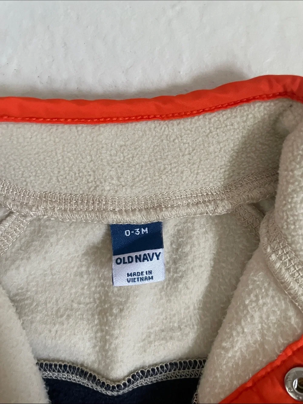 Old Navy Colorblock Baby One-Piece in Navy, Cream & Orange